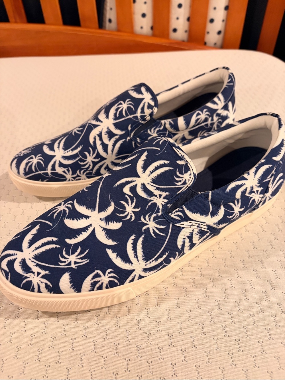 NWT Club Room Navy and White Palm-Print Slip-On Loafers Men’s 13